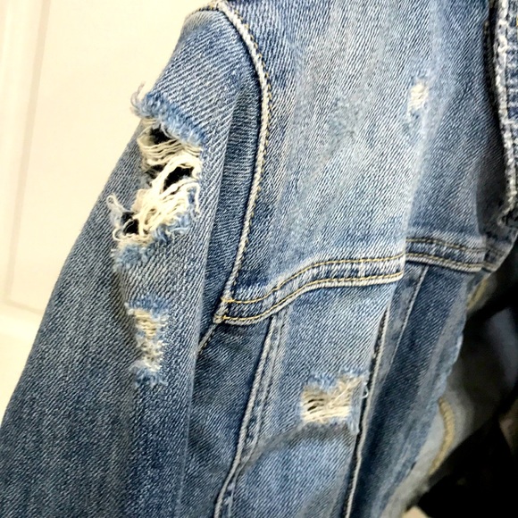 Guess Jackets & Coats Guess Floral Embroidered Distressed Denim